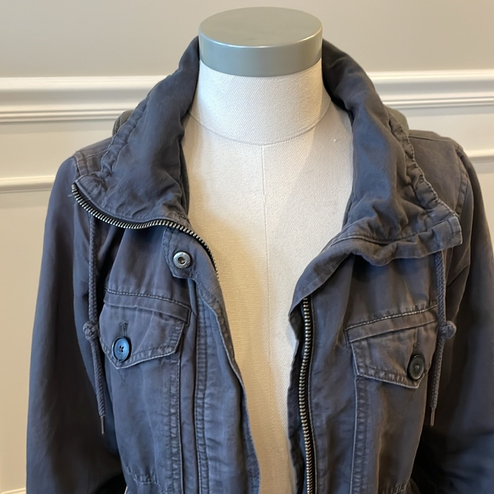 LOFT Grey Hooded Utility Jacket - Size XS - Picture 6 of 11